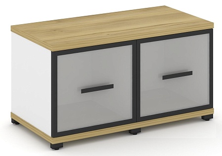 Шкаф две узкие секции, 1 ниша (2 фасада стекло белое матовое в раме, 1 ниша) CN.STU-123 RM B/W