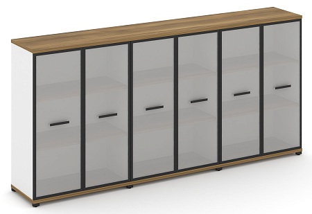 Шкаф три широкие секции, 3 ниши (6 фасадов стекло белое матовое в раме, 3 ниши) CN.STS-336 RM B/W