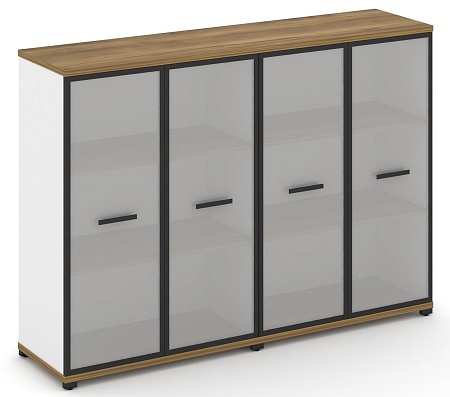 Шкаф две широкие секции, 3 ниши (4 фасада стекло белое матовое в раме, 3 ниши) CN.STS-326 RM B/W