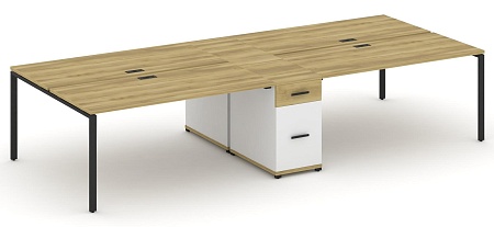 Рабочая станция на 4 места с двумя опорными тумбами CN.DRS-424 B/W