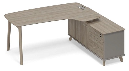 Стол эргономичный с тумбой (тип 4) WOOD правый ТМ В2 122