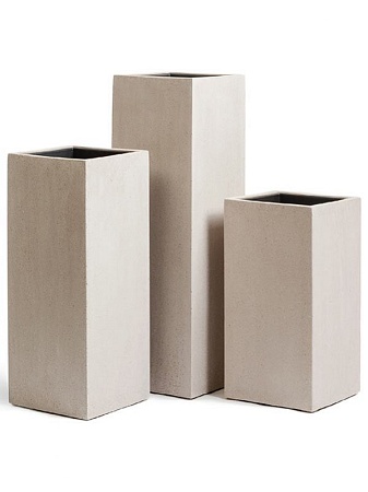 Кашпо TREEZ Effectory Beton Высокий куб Белый песок в-97 см, 31х31 см 1/1