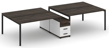 Рабочая станция на 4 места с двухсторонней опорной тумбой CN.DRS-312 B/W