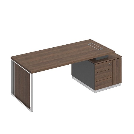 Стол руководителя на опорной тумбе с декоративной вставкой правый БР 112R