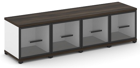 Шкаф пять узких секций, 1 ниша (4 фасада стекло прозрачное в раме, 1 ниша) CN.STU-143 RP B/W