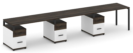 Рабочая станция на 3 места с тремя опорными тумбами CN.ORS-347 B/W