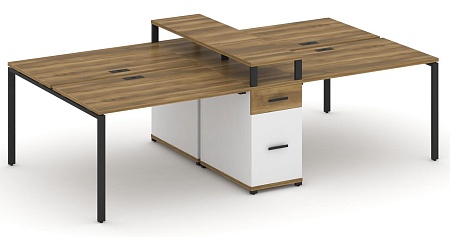 Рабочая станция на 6 мест с четыремя опорными тумбами CN.DRS-438 B/W
