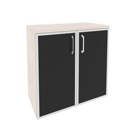 Шкаф низкий широкий (2 низких фасада стекло лакобель в раме) O.ST-3.2Rblack