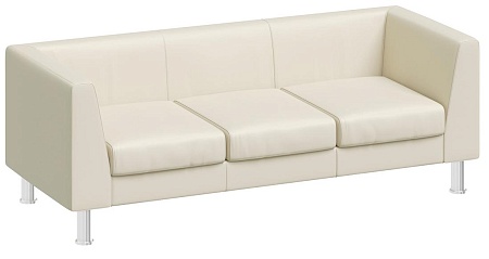 Диван 3мест кожа, металл EVA 3  Ivory 22042
