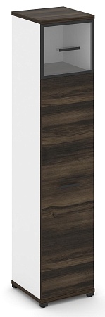 Шкаф одна узкая секция, 5 ниш (фасад ЛДСП  на 4 ниши + фасад стекло прозрачное в раме, на 1 нишу) CN.STU-517 RP B/W