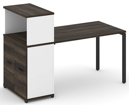 Стол рабочий с опорным распашным шкафом с надставкой низкой CN.SP-226 B/W