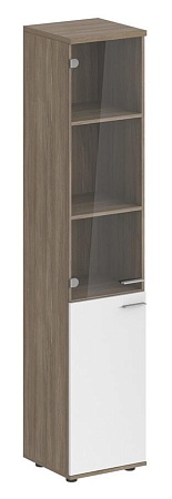 Шкаф высокий 2-х дверный со стеклом, з.ст HDF, левый SG.802.L