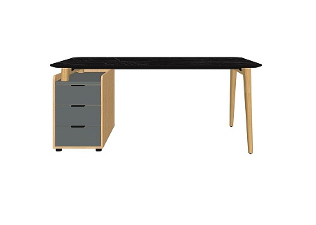 Стол рабочий прямой с опорной тумбой Rem-180.1L+ Rem-32