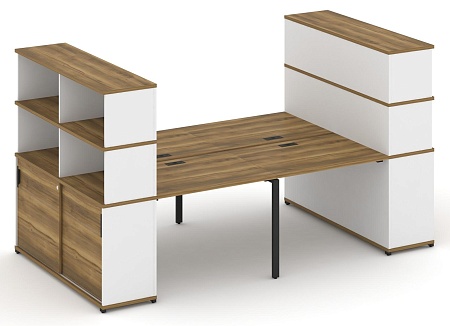 Рабочая станция с опорными шкафами купе с надставкой высокой CN.DRS-285 B/W