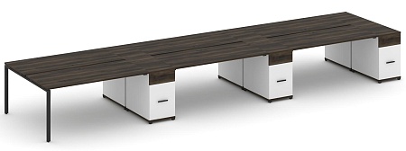 Рабочая станция на 6 мест с четыремя опорными тумбами CN.DRS-464 B/W