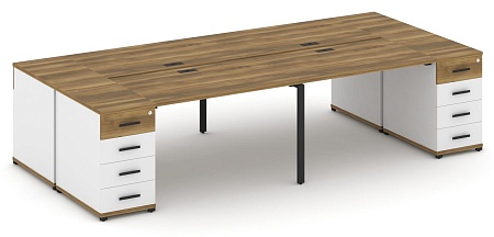 Рабочая станция на 4 места с двумя опорными тумбами CN.DRS-426 B/W