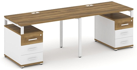 Рабочая станция на 2 места с двумя опорными тумбами CN.ORS-318 B/W