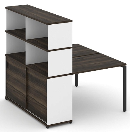 Рабочая станция с опорным шкафом купе с надставкой высокой CN.DRS-241 B/W