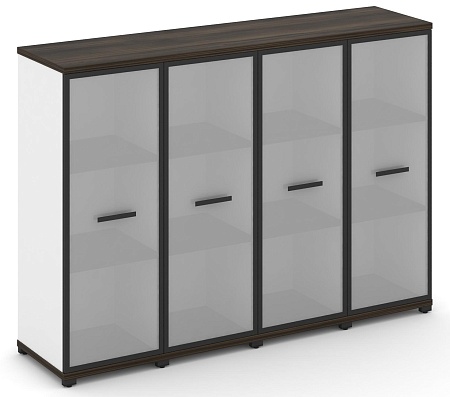 Шкаф четыре узкие секции, 3 ниши (4 фасада стекло белое матовое в раме, 3 ниши) CN.STU-346 RM B/W