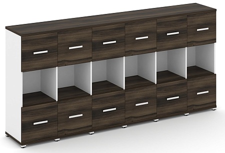 Шкаф шесть узких секций, 3 ниши (6 фасадов ЛДСП, 1 ниша + 6 фасадов ЛДСП, 1 ниша) CN.STU-365 B/W