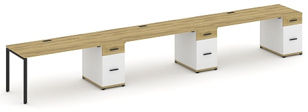 Рабочая станция на 3 места с тремя опорными тумбами CN.ORS-447 B/W