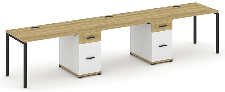 Рабочая станция на 3 места с двумя опорными тумбами CN.ORS-437 B/W