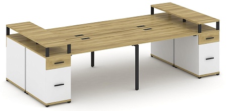Рабочая станция на 6 мест с шестью опорными тумбами CN.DRS-446 B/W