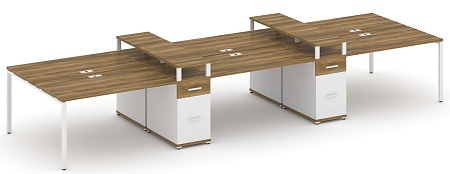 Рабочая станция на 6 мест с четыремя опорными тумбами CN.DRS-471 B/W