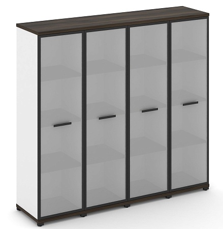 Шкаф четыре узкие секции, 4 ниши (4 фасада стекло белое матовое в раме, 4 ниши) CN.STU-446 RM B/W