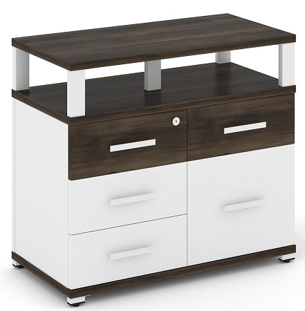 Тумба приставная широкая 4 ящика + 1 распашной фасад. С надставкой широкой. CN.TSP-012 B/W