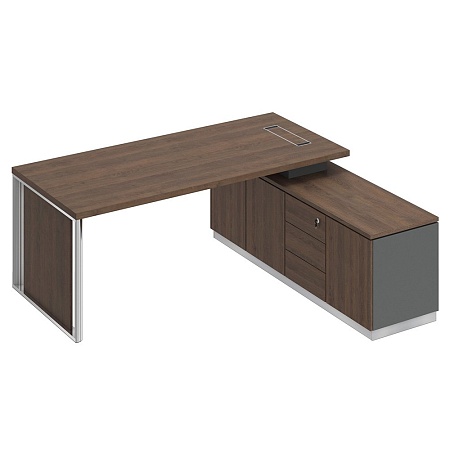 Стол руководителя на опорной тумбе с декоративной вставкой правый БР 108R