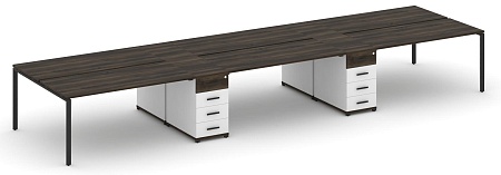 Рабочая станция на 6 мест с четыремя опорными тумбами CN.DRS-452 B/W