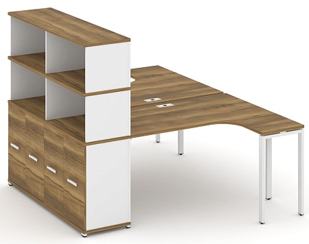 Рабочая станция с опорным распашным шкафом с надставкой высокой CN.DSA-215 B/W