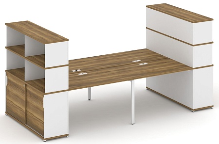 Рабочая станция с опорными шкафами купе с надставкой высокой CN.DRS-286 B/W
