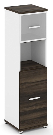 Шкаф одна узкая секция, 4 ниши (фасад ЛДСП, 2 ниши + фасад стекло белое матовое в раме, 1 ниша) CN.STU-415 RM B/W