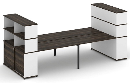 Рабочая станция с опорными шкафами купе с надставкой высокой CN.DRS-287 B/W