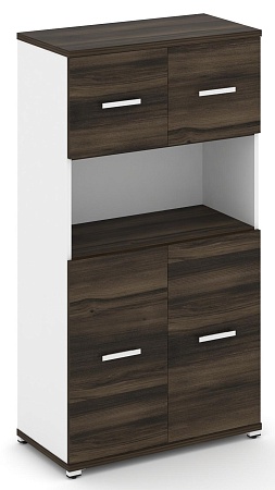 Шкаф две широкие секции, 4 ниши (2 фасада ЛДСП, 2 ниши + 2 фасада ЛДСП, 1 ниша) CN.STS-415  B/W