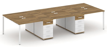 Рабочая станция на 6 мест с четыремя опорными тумбами CN.DRS-449 B/W