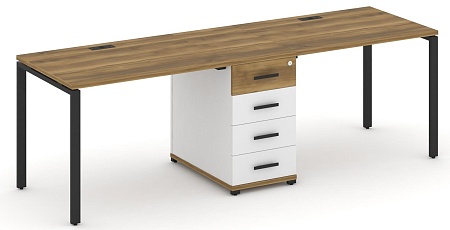 Рабочая станция на 2 места с одной опорной тумбой CN.ORS-401 B/W