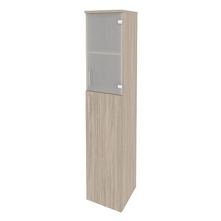 Шкаф высокий узкий правый (1 средний фасад ЛДСП + 1 низкий фасад стекло) O.SU-1.7(R)