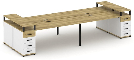 Рабочая станция на 6 мест с шестью опорными тумбами CN.DRS-444 B/W