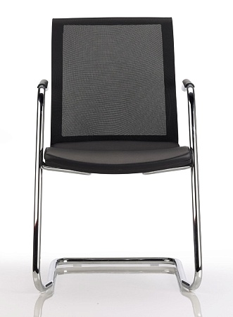 Кресло на полозьях, кожа ЧЕРНЫЙ/ХРОМ Skin black Dakota black