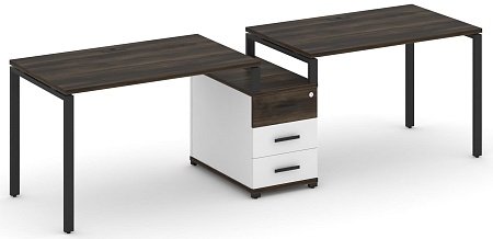 Рабочая станция на 2 места с одной опорной тумбой CN.ORS-302 B/W