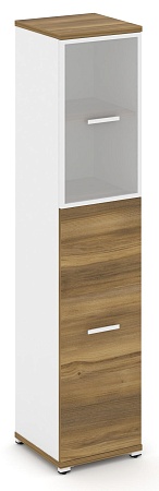 Шкаф одна узкая секция, 5 ниш (фасад ЛДСП  на 3 ниши + фасад стекло белое матовое в раме, на 2 ниши) CN.STU-515 RM B/W