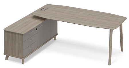 Стол руководителя левый на опорной тумбе (тип 2) WOOD ТМ В2 111