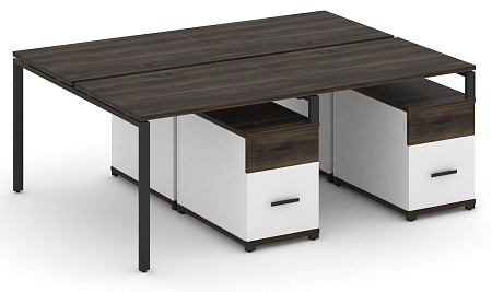 Рабочая станция на 4 места с двумя двухсторонними опорными тумбами CN.DRS-321 B/W