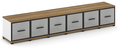 Шкаф шесть узких секций, 1 ниша (6 фасадов стекло белое матовое в раме, 1 ниша) CN.STU-163 RM B/W