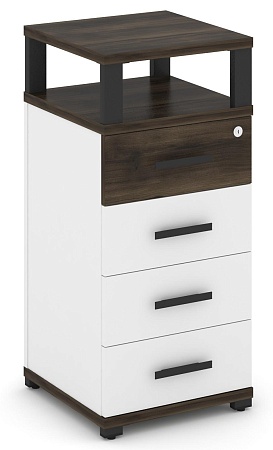 Тумба опорная/приставная  4 ящика. С надставкой. CN.TUO-003 B/W