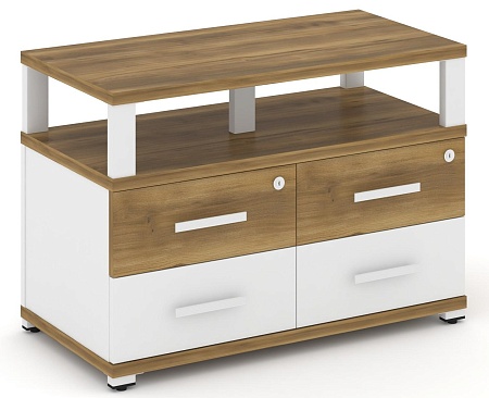 Тумба приставная широкая 4 ящика. С надставкой широкой. CN.TSP-003 B/W