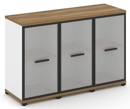 Шкаф три узкие секции, 2 ниши (3 фасада стекло белое матовое в раме, 2 ниши) CN.STU-233 RM B/W